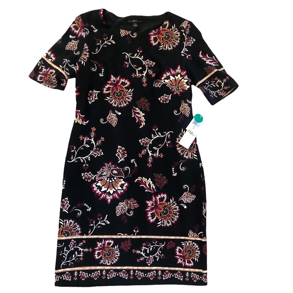 Floral Midi Dress Black Wine NEW Size 4